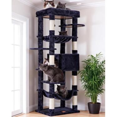 Imagem de Heybly Árvore para gatos grandes, 9 kg, resistente, 175 cm, 2GG, torre para gatos internos, condomínio de móveis de vários níveis com grande poleiro de pelúcia acolchoado, cesta aconchegante HCT031G