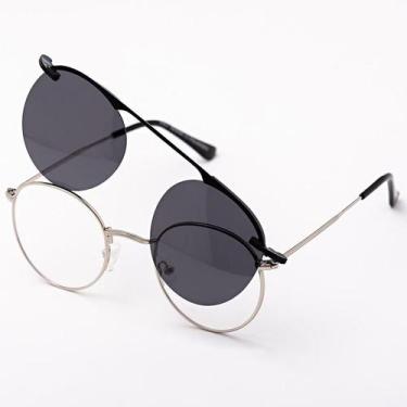 Imagem de Armação Óculos Grau E Sol Feminino Redondo 2 Em 1 Seatle - Shark Óculo