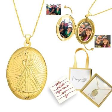 Imagem de Colar Relicário Nossa Senhora Banhado Ouro 18k 60cm 2 fotos - Morganit