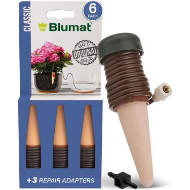 Imagem de Blumat Estacas clássicas para irrigação de plantas com adaptador - inserção de vaso autoirrigável para vasos - irrigador automático de plantas e acessórios para plantas (pacote com 6)