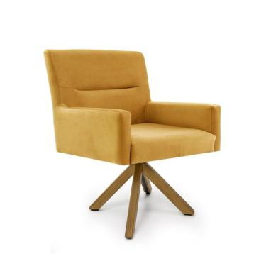 Imagem de Poltrona para Sala de Estar Veludo Giratória Angel Mostarda