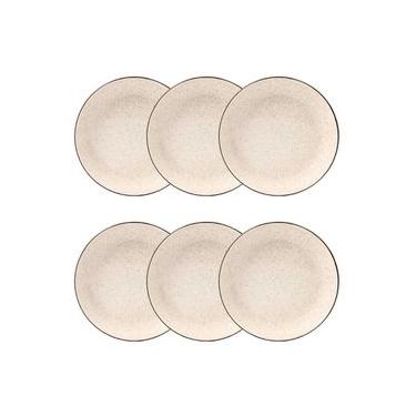 Imagem de Jogo 6 Pratos Fundos Cerâmica Oxford Flat Duna 20,5 Cm: Minimalista