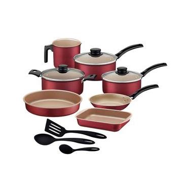 Imagem de Conjunto de Panelas 10 Peças Tramontina Turim com Revestimento Antiaderente Starflon Max e Tampas de Vidro Temperado - Vermelho