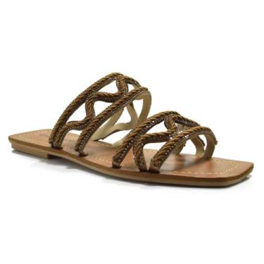 Imagem de Sandália Rasteira Feminina Cazzualen, Marrom, 38