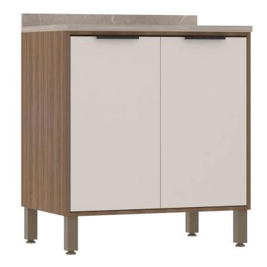 Imagem de Balcão De Cozinha Com Tampo 80 Cm 2 Portas De Abrir Aspen Luciane Móveis beige