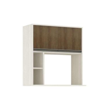 Imagem de Armário Aéreo De Cozinha 80cm 2 Portas 4 Prateleiras E Nicho Microondas Linea Luciane Móveis