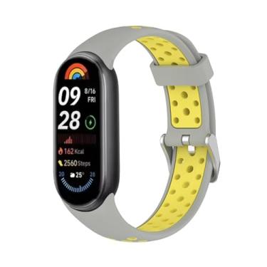 Imagem de CYSUE Pulseira de silicone para Xiaomi Smart Band 9 Smartwatch Correa Acessórios para Mi Band 8 8 NFC 9 pulseira de substituição (cinza amarelo)