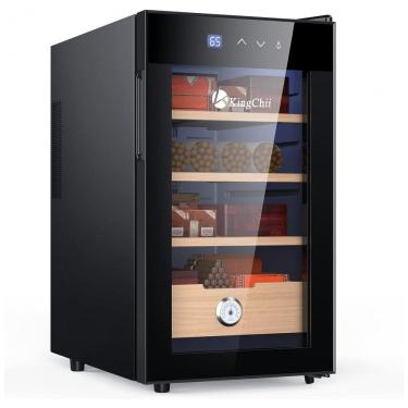 Imagem de Umidor Elétrico para Charutos 48L com Prateleiras e Higrômetro, 110 Volts, KingChii, Preto