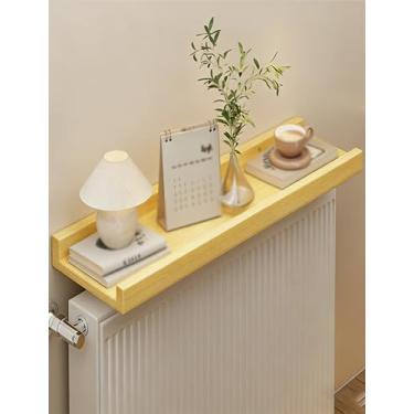 Imagem de Capa de prateleira de radiador de madeira, capa superior de radiador elegante para sala de estar, quarto, corredor - amarelo, 90 x 12 cm (35,4 x 4,7 pol.) - Decoração e organizador de casa