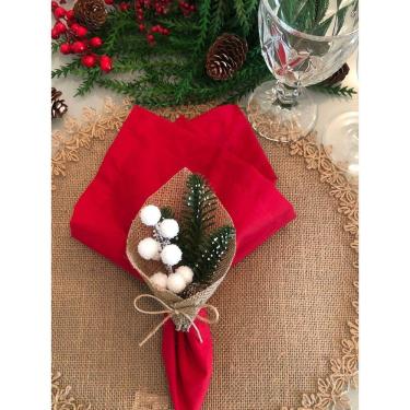 Imagem de Porta Guardanapo Pregador Pick Natal Azevinho Branco 10Un