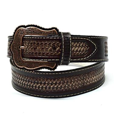 Imagem de Cinto Country Em Couro Estampado Tricê Atrevidu's, Tabaco tricê, 125