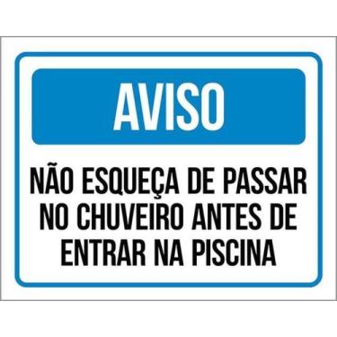 Imagem de Kit 5 Placas Aviso Não Esqueça Passar Chuveiro Piscina 27X35 - Sinaliz