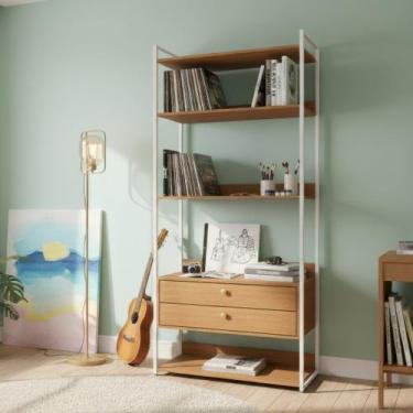 Imagem de Armário Multiuso Estante Organizadora 2 Prateleiras 3 Gavetas - Kappes