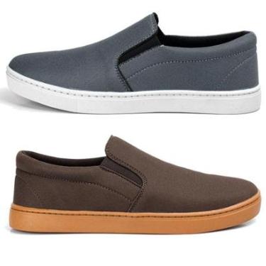 Imagem de Kit 2 Tênis Casual Slip On em Lona Sem Cadarço Leve Urban-Masculino