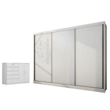 Imagem de Guarda Roupa Casal Londres E Cômoda Seul Neve - Novo Horizonte - MÓVEI