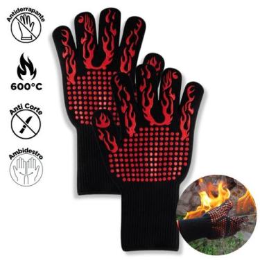 Imagem de Luva Térmica Churrasco Churrasqueira Antiderrapante Proteção Mãos 600 