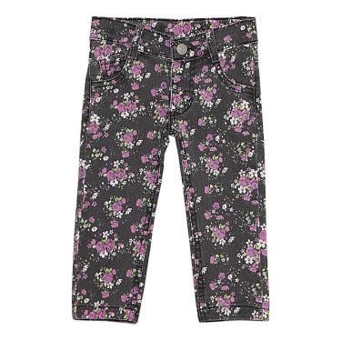Imagem de Calça Infantil Look Jeans Skinny Estampa Floral Escolar - 2P - UNICA-Feminino