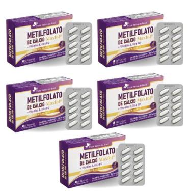 Imagem de Kit Com 05 - Metilfolato de Cálcio + Vitamina E, B6 e B12 30 Cápsulas 