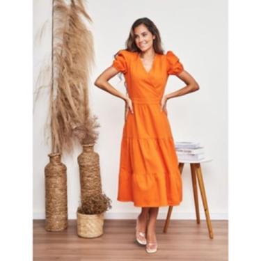 Imagem de WWZ FASHION Vestido Midi Jeans Manga Princesa 7280, Laranja, G