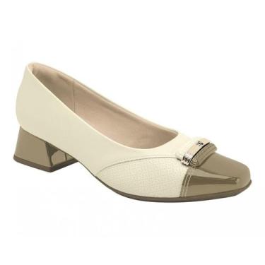 Imagem de Sapato Scarpin Salto Grosso Piccadilly 160078 Feminino, Off white arei