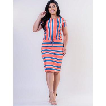 Imagem de Vestido Estampado Midi Blusado em Malha SuPlex Moda Evangélica Cristã 