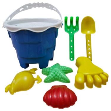Imagem de Balde Praia Infantil Castelo Kit Brinquedos de Areia - Corpo Dourado M