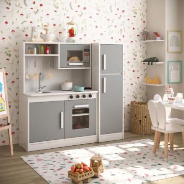 Imagem de Mini Cozinha Infantil Encanto MDF/MDP com Geladeira Refrigerador, Pia,