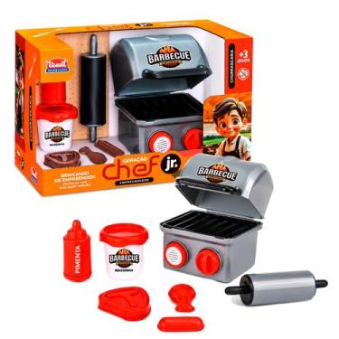 Imagem de Kit Churrascaria Infantil Chef Jr Churrasqueira Com Som E Luz Massinha