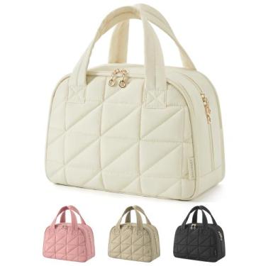 Imagem de Bolsa de higiene pessoal BAGSMART Travel Large, aberta com alça, bege