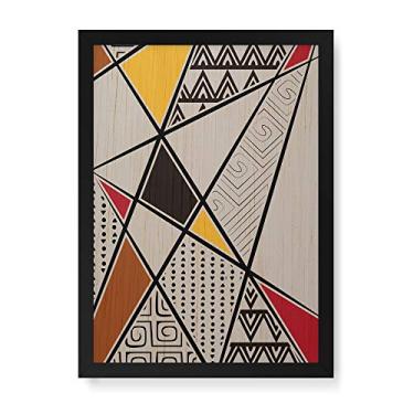 Imagem de Arte Maníacos Quadro Decorativo em Madeira Textura Africana Linhas - 23x16,25cm (Moldura caixa em laca preta)