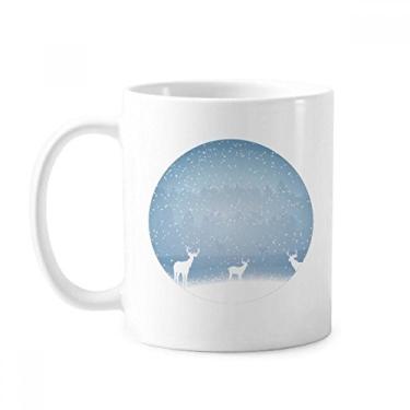 Imagem de Cervo neve floresta clima caneca cerâmica cerâmica café porcelana xícara louça