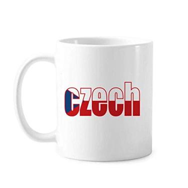 Imagem de Caneca com nome da bandeira do país tcheca cerâmica xícara de porcelana de café louça