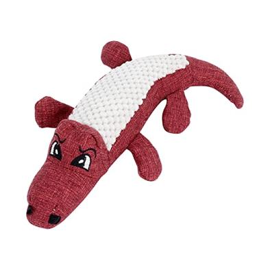 Imagem de Brinquedos de mastigar para cães de pelúcia brinquedo de mastigar fofo em forma de crocodilo, brinquedo molar para animais de estimação, brinquedo interativo para cães pequenos e médios [vermelho] brinquedos de mastigar