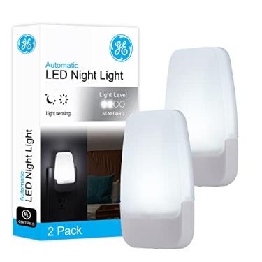 Imagem de GE Luzes noturnas LED conectadas à parede, sensor de crepúsculo ao amanhecer, iluminação ambiente, itens essenciais para dormitório, decoração de banheiro, casa inteligente, para quarto, branco frio
