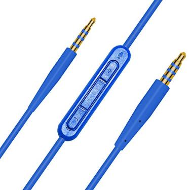Imagem de Cabo de substituição de fone de ouvido com volume remoto e microfone compatível com Bose on-Ear 2 OE2 OE2i QC25 QC35 Soundlink SoundTrue Headset, Azul
