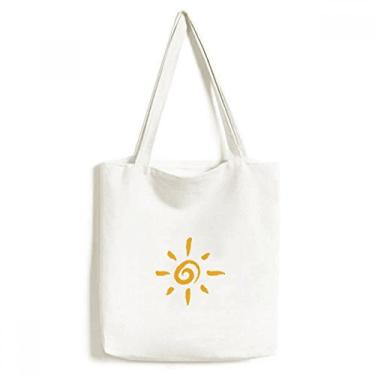 Imagem de Bolsa sacola de lona com pintura à mão amarela sol sol bolsa de compras casual bolsa de mão