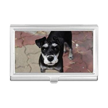 Imagem de Porta-cartões de visita com imagem fofa de animal de estimação de cachorro preto