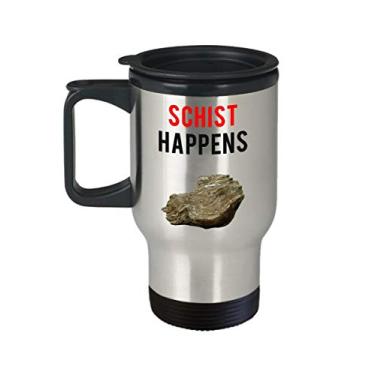 Imagem de Caneca de viagem Geology Pun - Schist Happens - Copo isolado de café de cacau quente divertido - ideia de