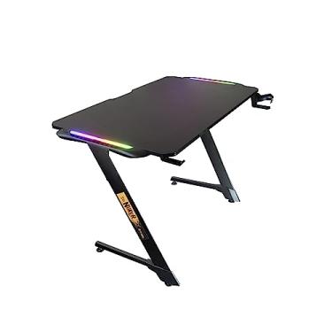 Imagem de Mesa Gamer Nuker LED RGB com Mouse Pad, Organizador de fios Suporte de Copos até 120kg em Carbono - BRIGHT MG001