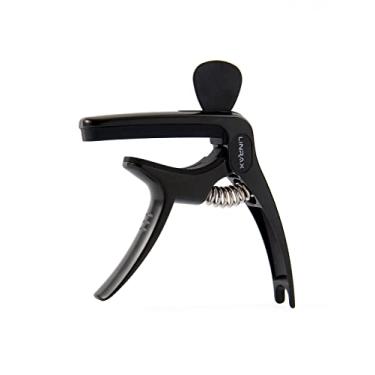 Imagem de Linrax C1 Capo de Guitarra, 3 em 1 Capotraste com Suporte de Palheta e Extrator de Pino de Ponte, Capo para Guitarra Violão Baixo Ukulele Banjo Bandolim, Acessórios de Guitarra, Preto