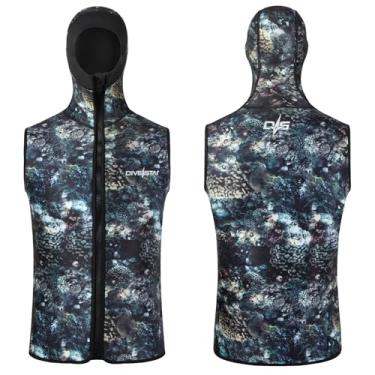 Imagem de Colete de neoprene com capuz de 3 mm para homens e mulheres, preto/camuflagem sem mangas colete de mergulho para esportes aquáticos, surfe, snorkeling natação (camuflagem-3 mm, GG)