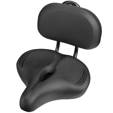 Imagem de COOLWUFAN Assento de bicicleta grande com encosto para bicicleta Peloton, selim de bicicleta largo compatível com Peloton, estrada, exercício, triciclo, bicicleta elétrica