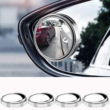 Imagem de 4 peças de espelho de ponto cego, espelho retrovisor convexo de vidro HD redondo grande angular de 5 cm, espelho de ponto cego ajustável em ângulo para veículos grandes, caminhões SUV de carro (50
