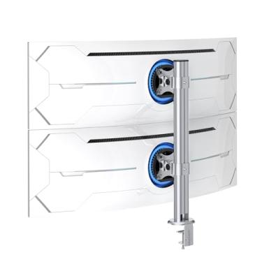Imagem de BEWISER Suporte de mesa para monitor duplo - Suporte vertical para monitor resistente para duas telas de 17 a 49 polegadas com giro, inclinação, altura ajustável, capacidade de peso de até 15 kg
