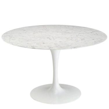 Imagem de Mesa De Jantar Tulipa Saarinen Redonda 100 Cm Mármore Carrara Base Branca