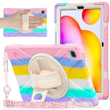 Imagem de BRAECNstock Capa infantil para Samsung Galaxy Tab S6 Lite de 10,4 polegadas 2024/2022/2020 (SM-P620/P610/P619) com suporte para caneta, alça de mão giratória e suporte à prova de choque, capa