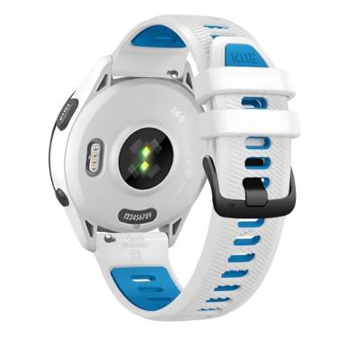 Imagem de Pulseira de relógio de 22 mm para Garmin Forerunner 265, pulseira de liberação rápida de 22 mm para Coros Pace 3, pulseira de relógio de silicone para Polar Vantage M M2 branca e azul