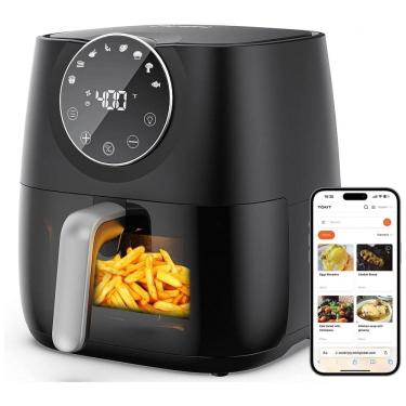 Imagem de Fritadeira Elétrica AirFryer 5.6L em Aço Inoxidável com Painel Digital, 110V 1700W, Joyami, Preta