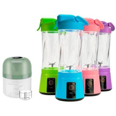 Imagem de Kit 2X1 Mini Liquidificador Portátil+Mini Moedor Processador - Creativ