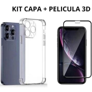 Imagem de Kit Capa Capinha Transparente + Película 3D Vidro para Iphone 15 Pro M
